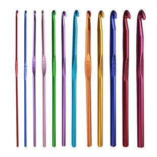 编织工具毛衣针 彩色钩针+银色金属钩针 皮套装22根DIY勾针包邮