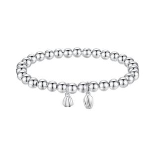 正品9999纯银手串两世欢手链女足银珠子2025新款简约光面气质饰品