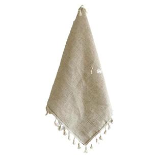 中古日式麻盖巾盖布拍照底布侘寂风垫布拍照茶巾高级感外贸流苏