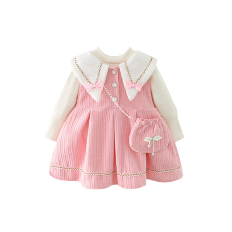 女童周岁生日礼服裙子宝宝公主裙加绒新年衣服儿童冬季加厚连衣裙