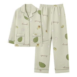 春秋季新款夹层睡衣女家居服套装