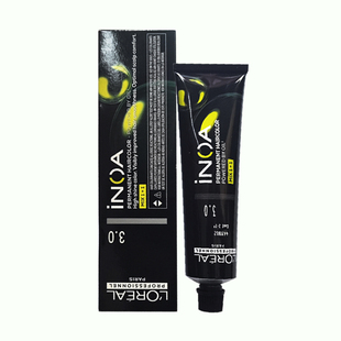 正品欧莱雅伊诺雅染发膏植物天然无氨低味无刺激栗棕色黑色盖白发