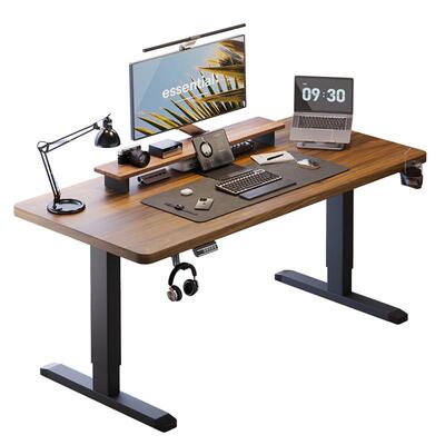 三梦实木电动升降桌电脑桌家用卧室书桌电竞桌子学习办公桌工作台