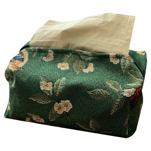 美式复古风纸巾套纸巾袋布艺抽纸盒客厅提花抽纸袋家用桌面纸抽袋