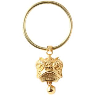 纯铜醒狮头铃铛钥匙扣挂件创意黄铜汽车挂饰吉祥如意招财双面本命