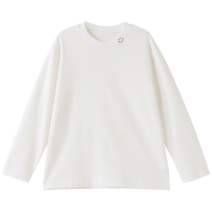 女大童基础小白T打底衫2026春装新款青少年刺绣长袖棉T恤学生上衣