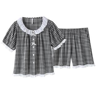 梭织棉纱布睡衣女夏季纯棉短袖短裤薄款夏天女款可外穿夏款家居服