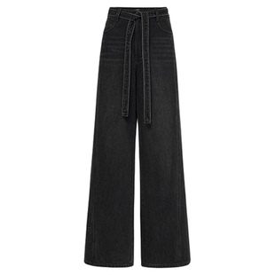 【商场同款】HPLY荷比俪2026春新款纯棉高腰设计感直筒阔腿牛仔裤