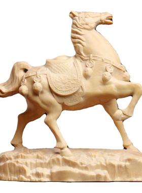 天然黄杨木马上有钱摆件