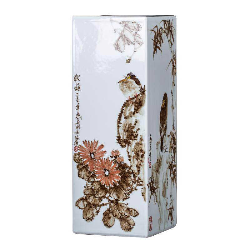 景德镇陶瓷器新品手绘秋韵陶瓷花瓶摆件家居客厅玄关书房插画礼品