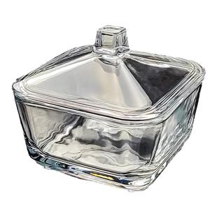 水晶玻璃碟食品碗带盖方形收纳盒四方水果盘点心小果盘咸菜高颜值