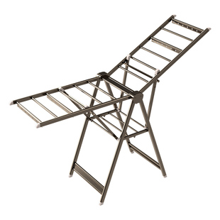 TOMONI晾衣架落地室内家用阳台多功能铝合金加粗可折叠凉晒挂衣杆