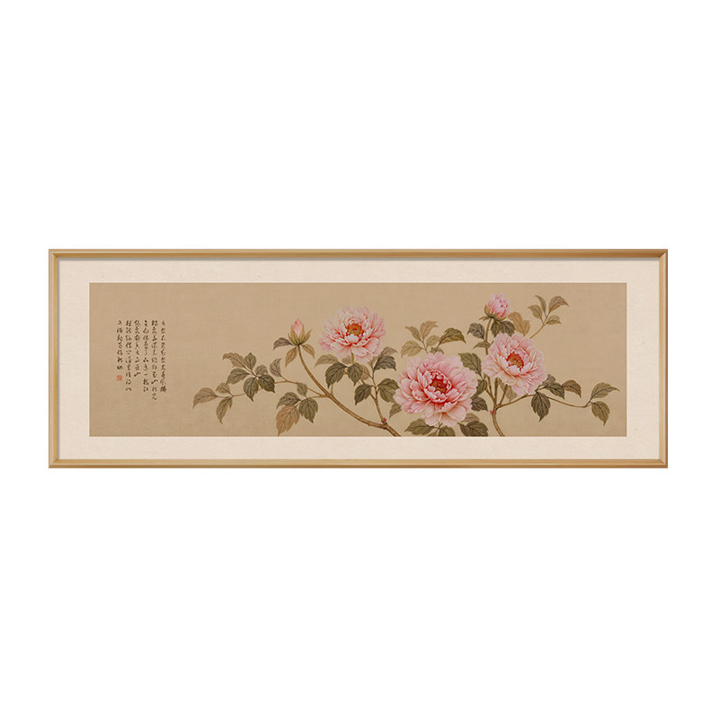 新中式花开富贵茶室挂画