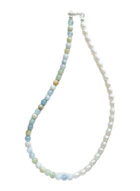 天然淡水珍珠海蓝宝项链