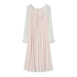 RoseTree宫廷睡裙春秋季女长袖长款蕾丝法式公主风睡衣裙2025新款