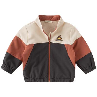 戴维贝拉男童加绒外套儿童2026春装新款宝宝拼色立领防风衣A类