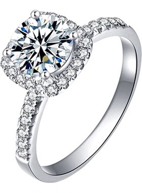 爆款s925银小方糖钻戒莫桑石