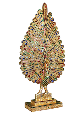 实木玄关东南亚孔雀开屏摆件