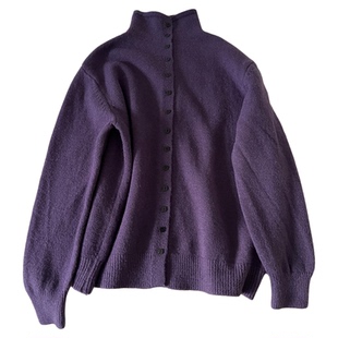 洋气方糖扣半高领针织开衫女秋冬季韩版气质显瘦百搭保暖内搭毛衣