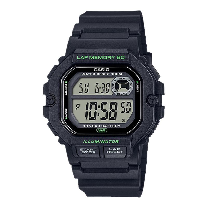 CASIO卡西欧手表男初中生复古小方块正品多功能电子表WS-1400H