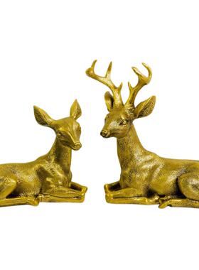 黄铜对鹿工艺品 摆件客厅电视柜酒柜摆件家居装饰品商务礼品