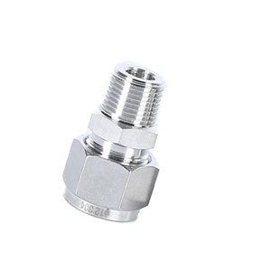 304不锈钢卡套直通终端美制NPT螺纹抛光管卡接外丝双卡套接头铜管