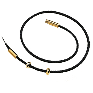 美拉德色1.5皮蜡绳螺纹扣锁骨链玉石黄金吊坠绳项链绳男女通用款