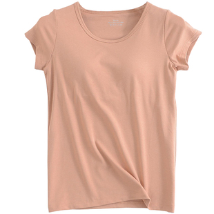 夏新款莫代尔棉带胸垫文胸背心一体半袖家居睡衣瑜伽运动短袖t恤