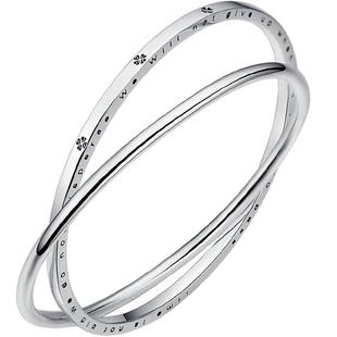 银手镯女9999纯银双环银手镯叠戴2025新款双圈银镯子新年礼物女生