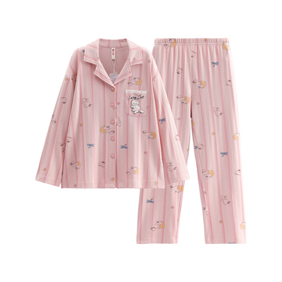 芬腾女士睡衣春秋季纯棉长袖套装