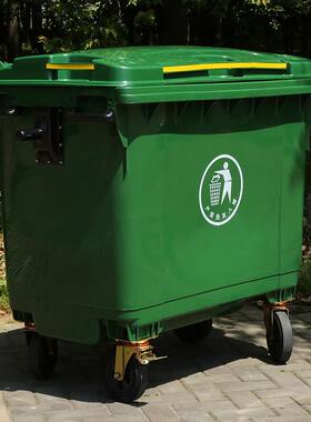 660L垃圾桶大号 镀锌铁耳朵挂车加厚 带刹车轮户外垃圾箱厂家直供