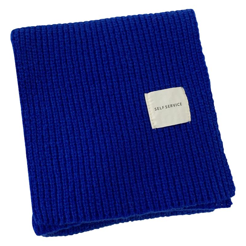 韩版简约克莱因蓝显白针织围巾女秋冬季百搭学生情侣保暖加厚围脖