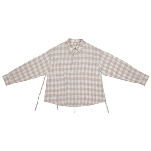 谜阿凰【苏格麻格子衬衫】复古宽松亚麻上衣秋冬日常日常汉元素女
