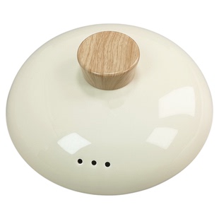 陶瓷砂锅盖子米白色瓦罐配件汤煲家用锅盖木纹通用炖锅单盖子防烫