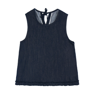 pusumede丹宁艺术家|牛仔套装女宽松背心无袖上衣&抽绳阔腿休闲裤
