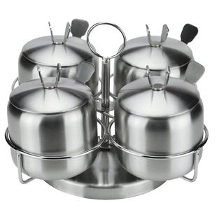 家用组合装304不锈钢调味瓶 旋转式调料盒佐料套装盐罐子厨房商用