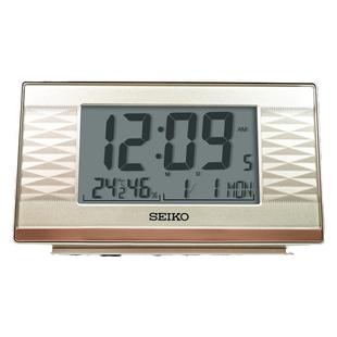 新款新品SEIKO精工时钟电子时钟小闹钟桌面LED显示夜灯温度湿度