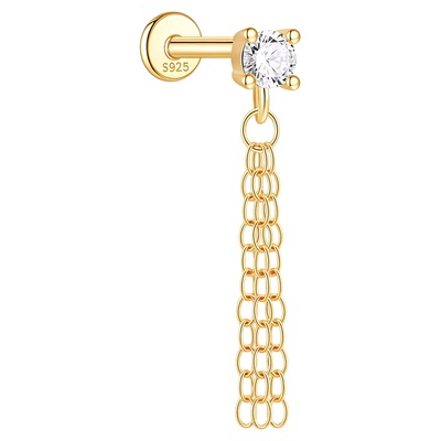 925镀18K金平底耳钉免摘养耳洞