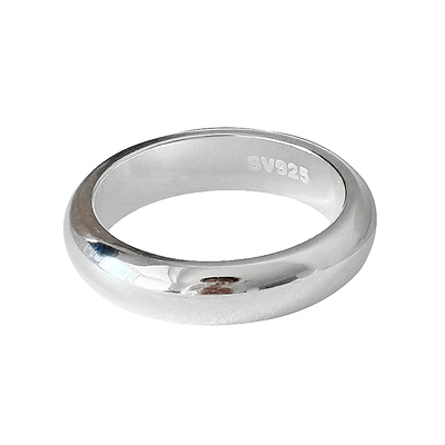 通体S925纯银实心光面素圈戒指