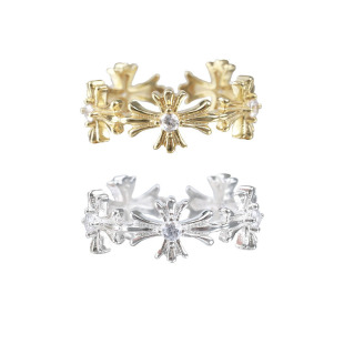 秋冬美拉德纯银十字架戒指 小众设计锆石情侣对戒