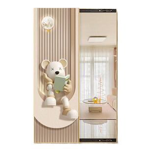 暴力熊推拉隐藏式全身镜挂画隐形暗藏式穿衣镜壁画玄关镜子装饰画