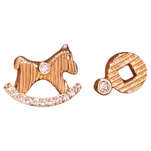 「财马送吉」简约精致蚊香盘耳夹女无耳洞耳环耳饰马年本命年耳钉