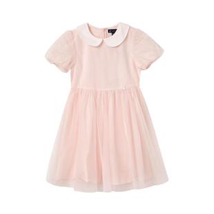 POLOWALK童装女童短袖连衣裙2026新品夏季新品网纱中大童公主长裙