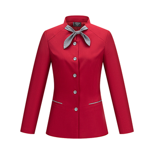 中餐厅酒饭店服务员工作服长袖茶楼农庄春冬款男女装定制LOGO高端