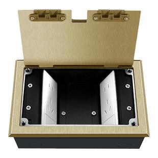 200型金色不锈钢隐形超薄地板插座隐藏式多功能五孔网络音频地插