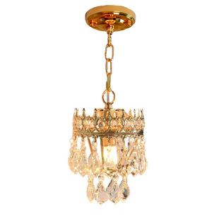 新款法式皇冠水晶玄关小吊灯欧式门厅过道吧台灯具床头灯饰阳台灯