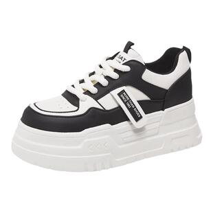 星期六鞋子女款春季新款爆款百搭厚底小白鞋运动休闲鞋黑白熊猫鞋