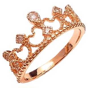 18K金A&A女王桂冠戒指女在逃公主玫瑰金皇冠纯银钻石婚戒彩金礼物