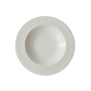 【出口法国】蔓草花边盘意面盘沙拉盘炒菜盘家用米白外贸陶瓷餐具