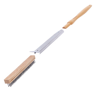 烘焙石板刷子烧烤清洁刷不锈钢丝刷子木柄洗燃气烧烤炉清洁工具